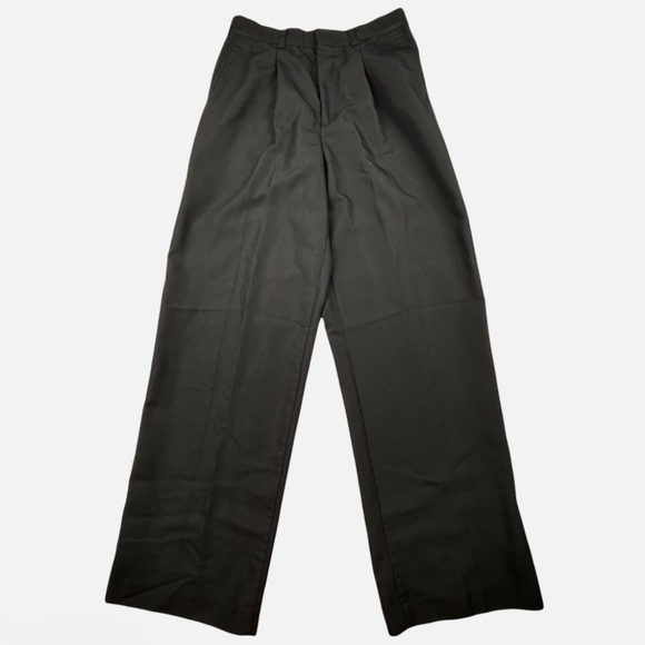 Arrow Boys Dress Pants Size 16 Regular Black Herringbone Pleated Front - Picture 1 of 16
